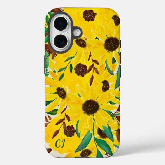 Zonnebloem Herfst Bloemen Boeket Monogrammed Case-Mate iPhone Case (Achterkant)