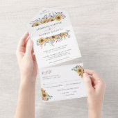 Zonnebloem Herfst Bloemstuk Eucalyptus Botanische  All In One Uitnodiging (Afscheurbaar)