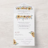 Zonnebloem Herfst Bloemstuk Eucalyptus Botanische  All In One Uitnodiging (Binnen)