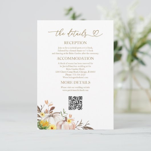 Zonnebloem herfst bruiloft details behuizing Kaart (Staand voorkant)