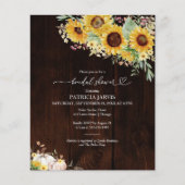 Zonnebloem Herfst Budget Bruids Douche Uitnodiging Flyer (Voorkant)