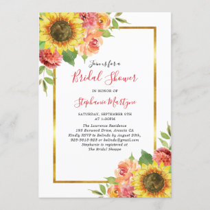 Zonnebloem Herfst Floral Gold Border Vrijgezellenf Kaart