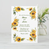 Zonnebloem Herfst: Gepersonaliseerde bruiloft uitn Kaart (Staand voorkant)