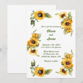 Zonnebloem Herfst: Gepersonaliseerde bruiloft uitn Kaart (Voorkant / Achterkant)