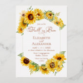 Zonnebloem Herfst Herfst in Liefde Foto Huwelijk E Folie Uitnodiging (Voorkant)