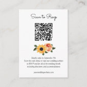 Zonnebloem Herfst Rozen Bindende QR-code RSVP Informatiekaartje (Voorkant)