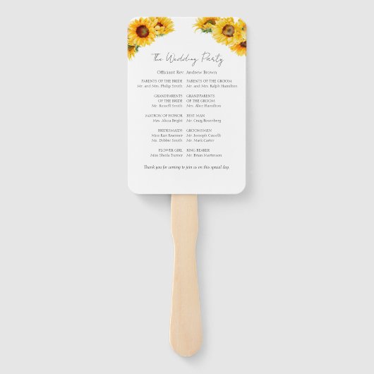 Zonnebloem Herfst Wedding Ceremony Program Teken Handwaaier (Achterkant)