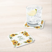 Zonnebloem herfstdag: gepersonaliseerde bruiloft O Kartonnen Onderzetters (Insitu)