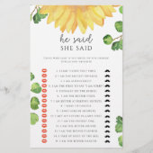 Zonnebloem Hij zei dat ze vrijgezellenfeest spel z (Voorkant)