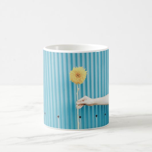 Zonnebloem Himawari Light Blue Yellow Flower Koffiemok (Center)