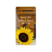 Zonnebloem Hoefijzer Westerne bruiloft Dank u Labe Etiket (Voorkant)