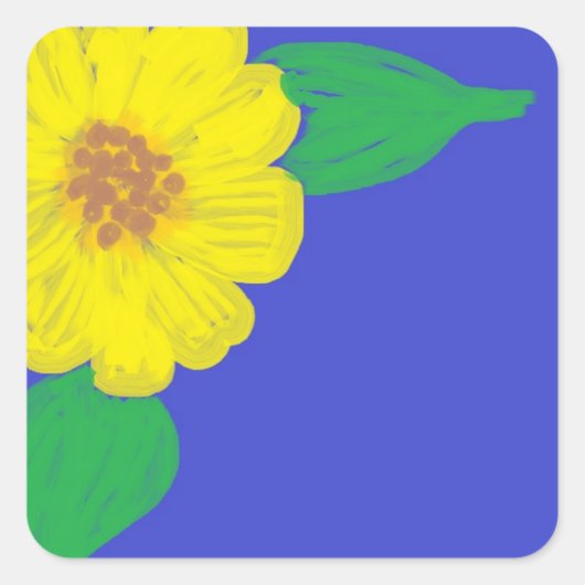Zonnebloem hoek vierkante Stickers (Voorkant)