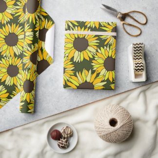 Zonnebloem hoofd bloem cadeaupapier