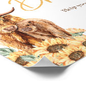 Zonnebloem Hoogland Koe Baby shower Drinken Poster (Hoek)