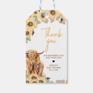 Zonnebloem Hoogland Koe Baby shower Favor Tags Cadeaulabel