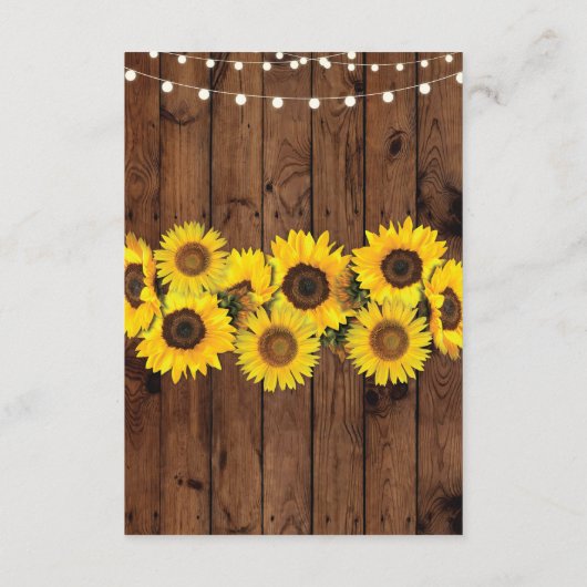 Zonnebloem Hout Rustieke Accommodatie Trouwkaarten Informatiekaartje (Achterkant)