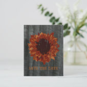 Zonnebloem & Hout Save The Date Aankondiging (Staand voorkant)