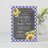 Zonnebloem I DO BBQ Koppels Bruiloft Gingham Kaart (Staand voorkant)