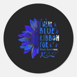 Zonnebloem I Draag Blauw lint voor Ataxia Awarenes Ronde Sticker