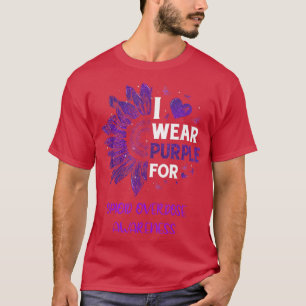 Zonnebloem I Draag Paarse Ribbon Opioïd Overdoseri T-shirt