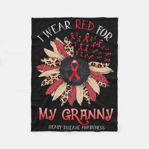 Zonnebloem I Draag rode lint Granny Heart Disease Fleece Deken