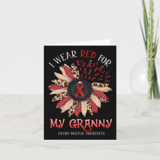 Zonnebloem I Draag rode lint Granny Heart Disease Kaart