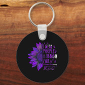 Zonnebloem Ik Draag Paarse lint voor Alzheimer Awa Sleutelhanger (Voorkant)