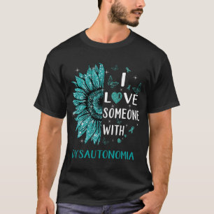 Zonnebloem Ik hou van iemand met dysautonomie bewu T-shirt