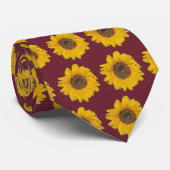 zonnebloem in burgundy no2 stropdas (Opgerold)
