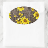 Zonnebloem in de Rocky Mountain Ovale Sticker (Tas)