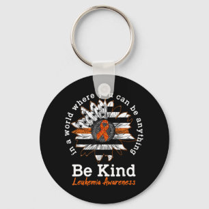 Zonnebloem in een Oranje ribbon Kindness Leukemie Sleutelhanger