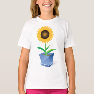 Zonnebloem in een pot meisjes T-shirt