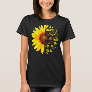Zonnebloem in een wereld vol oma's zijn mimi mot t-shirt