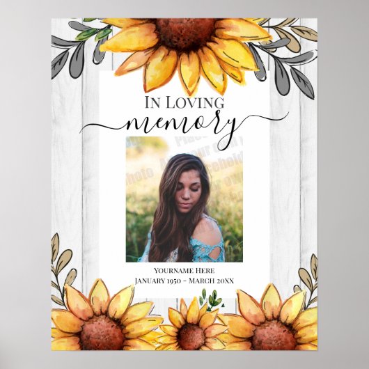 Zonnebloem 'In Loving Memory' Fotoposter Poster (Voorkant)