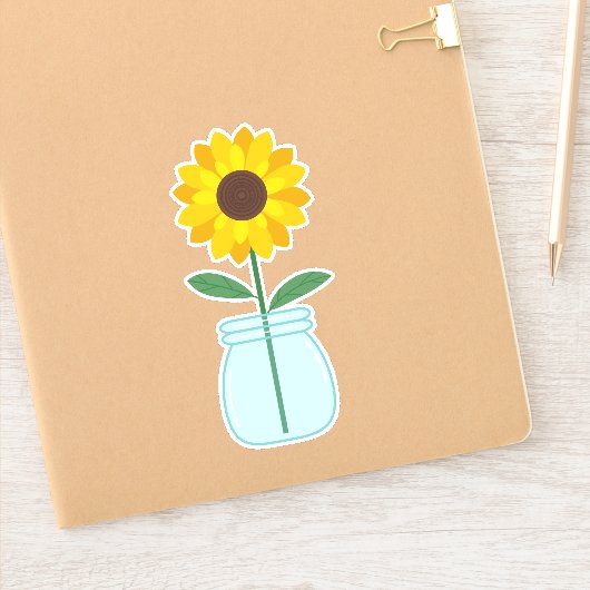 Zonnebloem in Mason Jar Sticker (Notitieboek)
