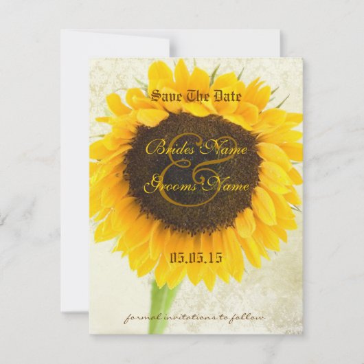 Zonnebloem in nood Weddenschap Bespaar de Datum Save The Date (Voorkant)