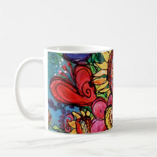 Zonnebloem in Roze Vase Koffiemok