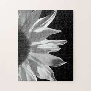 Zonnebloem in zwart-wit legpuzzel