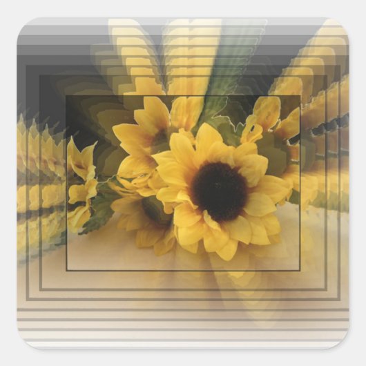 Zonnebloem Infinity Square Sticker (Voorkant)