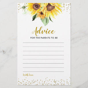 Zonnebloem is op weg Baby shower Advies Kaart