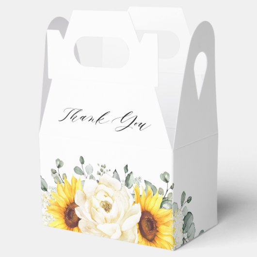 Zonnebloem Ivory Peony Eucalyptus Vrijgezellenfees Bedankdoosjes (Geopend)