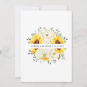 Zonnebloem Ivory Peony Floral Eucalyptus Weddensch Kaart (Achterkant)