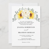 Zonnebloem Ivory Peony Floral Eucalyptus Weddensch Kaart (Voorkant)