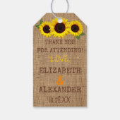 Zonnebloem jute herfstkleuren nemen meer liefde me cadeaulabel (Achterkant)