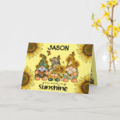 Zonnebloem Kabouter Verjaardag Kaart (Gele Bloem)