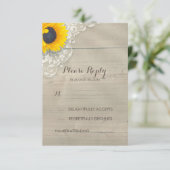 Zonnebloem kant en hout rustieke bruiloft RSVP Kaa (Staand voorkant)