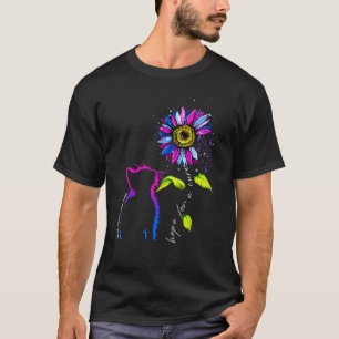 Zonnebloem Kat Roze En Blauwe Aangeboren Afwijking T-shirt