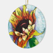 zonnebloem keramisch ornament (Links)