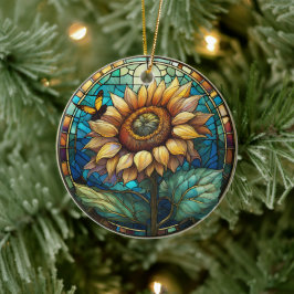 Zonnebloem Keramische Decoratieve Glas in lood loo Keramisch Ornament