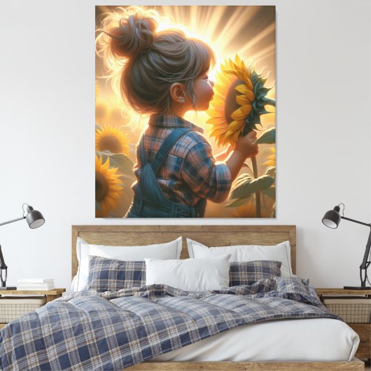 Zonnebloem Kind Canvas Afdruk (Insitu (Slaapkamer))